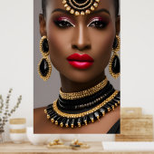 ファッションクラシック金ゴールドブラック宝石ジェム ポスター (キッチン)