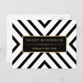 ファッションクラス金ゴールド白黒ストライプパターン ポストカード (正面/裏面)