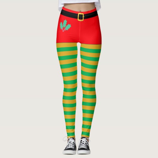 ファッションクリスマスエルフストライプレギンス レギンス (正面)