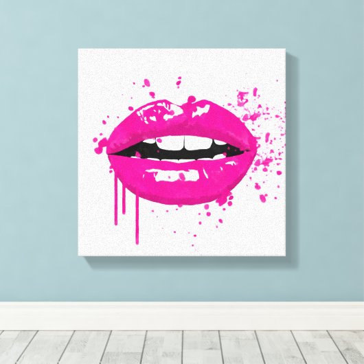 ファッショングラマートレンディーメイクアップ美しいリップキス キャンバスプリント (インサイチュ (ウッドフロア))