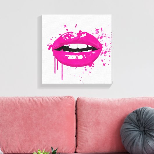 ファッショングラマートレンディーメイクアップ美しいリップキス キャンバスプリント (インサイチュ (リビング))