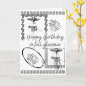 ファッショングラム誕生日エレガントカード白黒 カード (黄色い花)