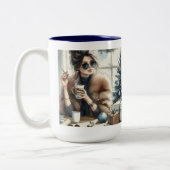 ファッショングラム、アーストーンの水彩、休日 ツートーンマグカップ (左)