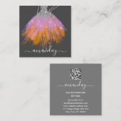 ファッショングレーグリッタードレスロゴQRスタイリストオレンジ スクエア名刺 (正面/裏面)