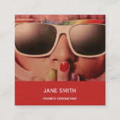 ファッションコンサルタントのフリーランスプロフェッショナル モダン スクエア名刺 (正面)