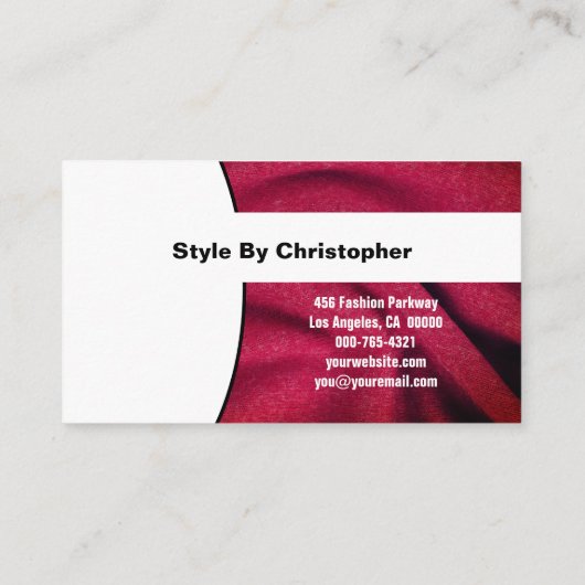 ファッションコンサルタントBurgundyファブリックカスタムの写真 名刺 (裏面)