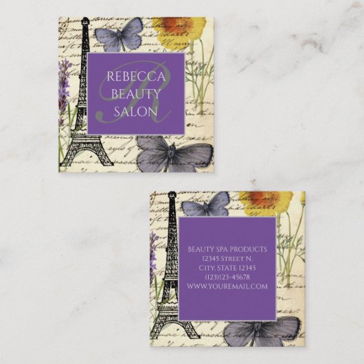 ファッションサロンスパフランスのエッフェルタワーパリスクエア スクエア名刺 (正面/裏面)