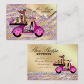 ファッションシューズジュエリーゼブラピンクジュエルグリッター8 名刺 (正面/裏面)