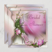 ファッションシューズマグノリアバタフライブライダルシャワー 招待状 (正面/裏面)