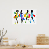 ファッションショッピングガールズイラストレーション ポスター (キッチン)