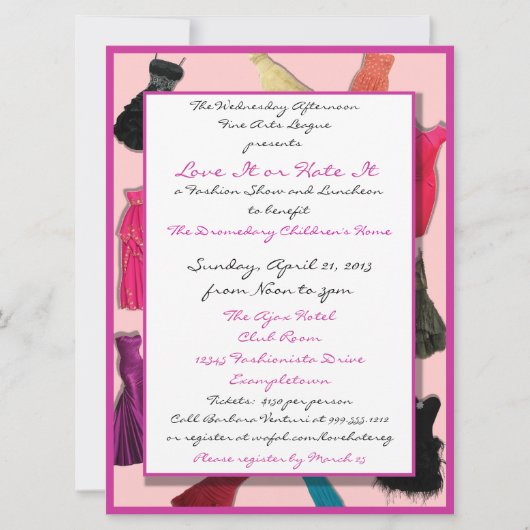 ファッションショーとランチ会 オーダーメイド招待状 招待状 (正面)