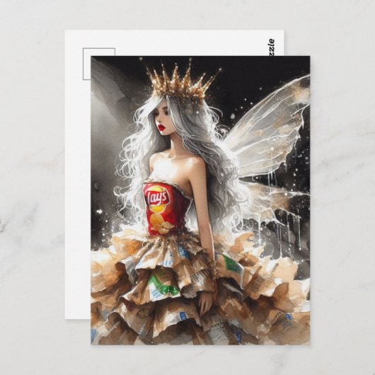 ファッションショーに登場する妖精のドレス – チップスでバッグ ポストカード (正面/裏面)