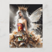 ファッションショーに登場する妖精のドレス – チップスでバッグ ポストカード (正面)