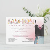 ファッションショーイベント芸術品を気取ったタイポグラフィラズベリーピンク 招待状 (スタンド正面)