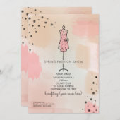 ファッションショーチャリティイベントドレス型枠ピンク 招待状 (正面/裏面)