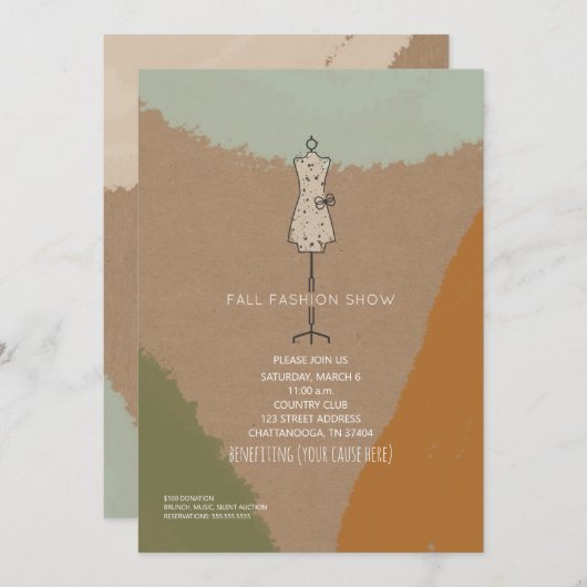 ファッションショーチャリティイベントドレス型枠抽象芸術 招待状 (正面/裏面)