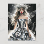 ファッションショーティンフォイルドレスウォーターカラー ポストカード (正面)