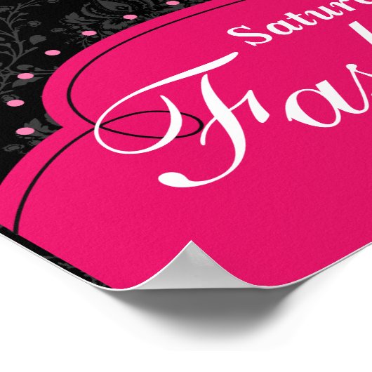 ファッションショーポスターシューズかわいらしとドレスピンク ポスター (角)