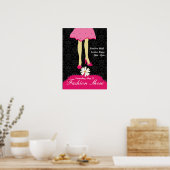 ファッションショーポスターシューズかわいらしとドレスピンク ポスター (キッチン)