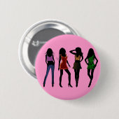 ファッションシルエットボタンをポーズ設定する女の子モデル 缶バッジ (正面&裏面)