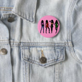 ファッションシルエットボタンをポーズ設定する女の子モデル 缶バッジ (インサイチュ)