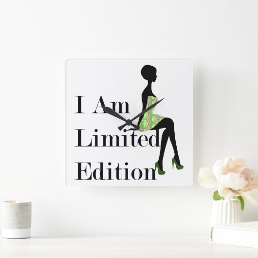 ファッションシルエットI Am Limited Edition引用文 スクエア壁時計 (ホーム)