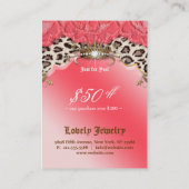 ファッションジュエリーギフト証明書ヒョウのレースコラ 割引カード (裏面)