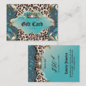 ファッションジュエリーギフト証明書豹レースティール（緑がかった色） 割引カード (正面/裏面)