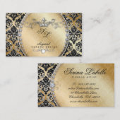 ファッションジュエリーメイクアップアーティストダマスクラウンカッコいい 名刺 (正面/裏面)