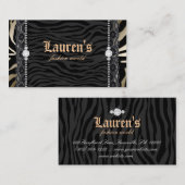 ファッションジュエリーレースゼブラレオパードモダン金ゴールド 名刺 (正面/裏面)