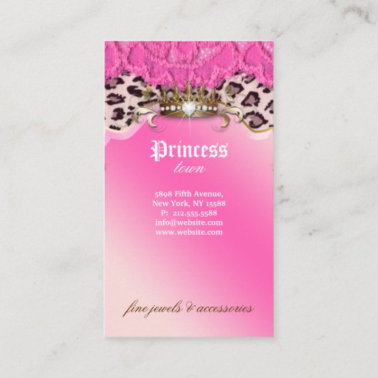 ファッションジュエリー名刺ヒョウのレースピンク 名刺 (裏面)