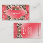 ファッションジュエリー名刺レオパードレースコーラル 名刺 (正面/裏面)