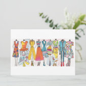 ファッションスケッチアートプリントノテ空白のカード 招待状 (スタンド正面)