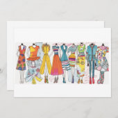 ファッションスケッチアートプリントノテ空白のカード 招待状 (正面/裏面)