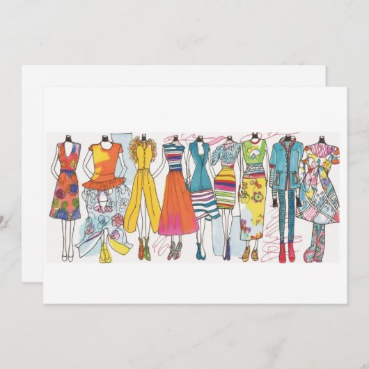 ファッションスケッチアートプリントノテ空白のカード 招待状 (正面/裏面)