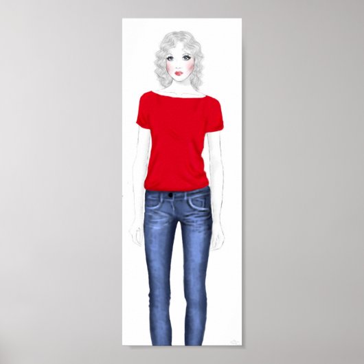 ファッションスケッチ – デニム ポスター (正面)