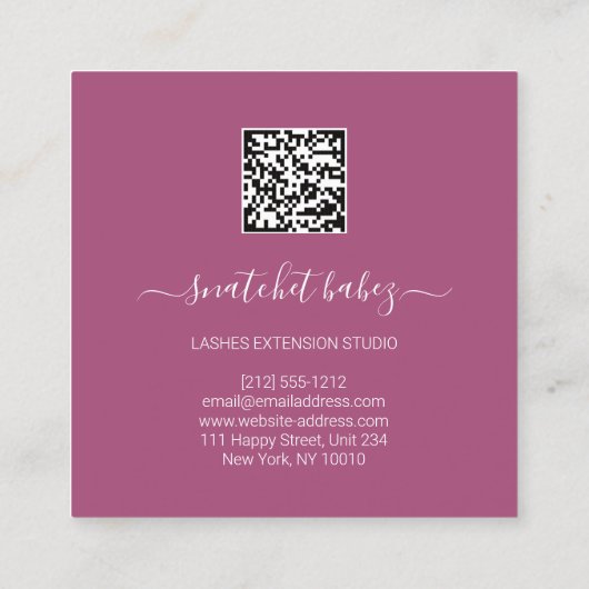 ファッションスタイリストイベントドレスQRコードロゴグリッター スクエア名刺 (裏面)