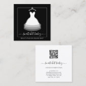 ファッションスタイリストイベントドレスQRコードロゴブラック スクエア名刺 (正面/裏面)