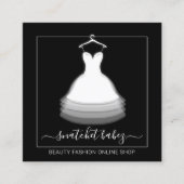 ファッションスタイリストイベントドレスQRコードロゴブラック スクエア名刺 (正面)