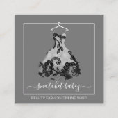 ファッションスタイリストイベントドレスQRコードロゴラックグレー スクエア名刺 (正面)