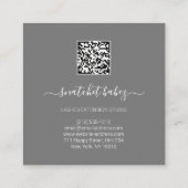 ファッションスタイリストイベントドレスQRコードロゴラックグレー スクエア名刺 (裏面)