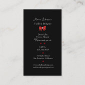 ファッションスタイリストシルバースティレットとレッドボウ 名刺 (裏面)