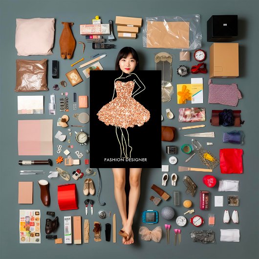 ファッションスタイリストドレス金ゴールドグリッターロゴQRバラ 名刺