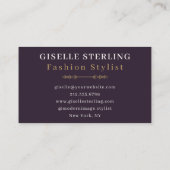 ファッションスタイリストパープルモダン金ゴールド水色 名刺 (裏面)