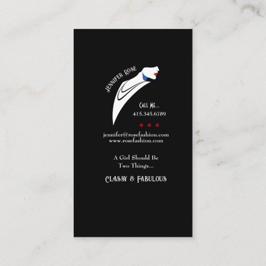 ファッションスタイリストレディ付き帽子 名刺 (裏面)