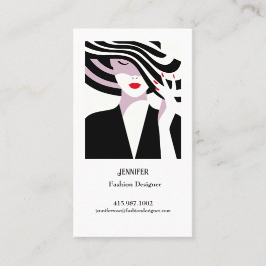 ファッションスタイリストレディ付き帽子 名刺 (正面)