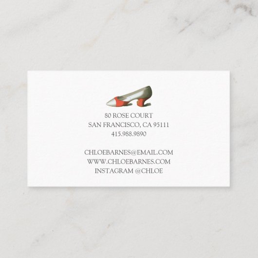 ファッションスタイリスト女性水彩個人買い物客 名刺 (裏面)