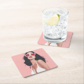 ファッションスタイリッシュイラストレーションサングラス スクエアペーパーコースター (インサイチュ)