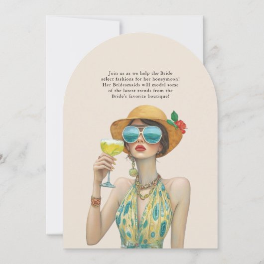 ファッションスタイリッシュショーのブライダルシャワー招待 招待状 (裏面)