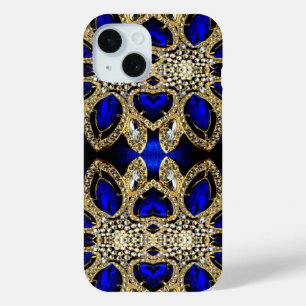 ファッションスタイリッシュターコイズ金ゴールド銀王室の色 iPhone 15ケース